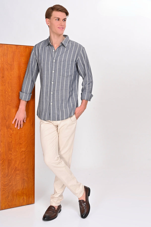 Colton Grey & White Striped Shirt (image 5)