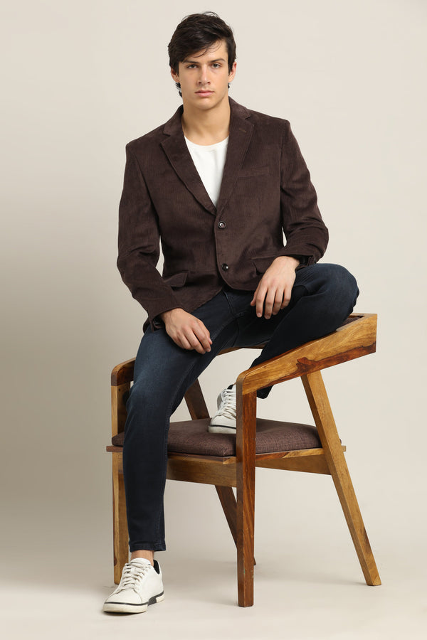 Men's Corduroy Blazer - Brown alternate view