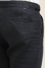 IVYN Pure Linen Pleated Trouser in Navy Blue