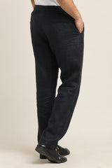 IVYN Pure Linen Pleated Trouser in Navy Blue