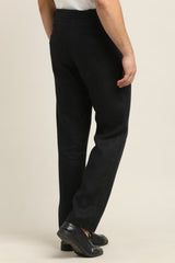IVYN Pure Linen Pleated Trouser in Jet Black
