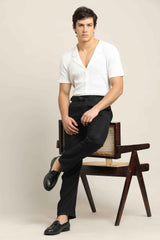Pure Linen Pleated Trouser – Jet Black