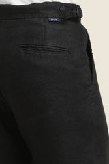 IVYN Pure Linen Pleated Trouser in Jet Black