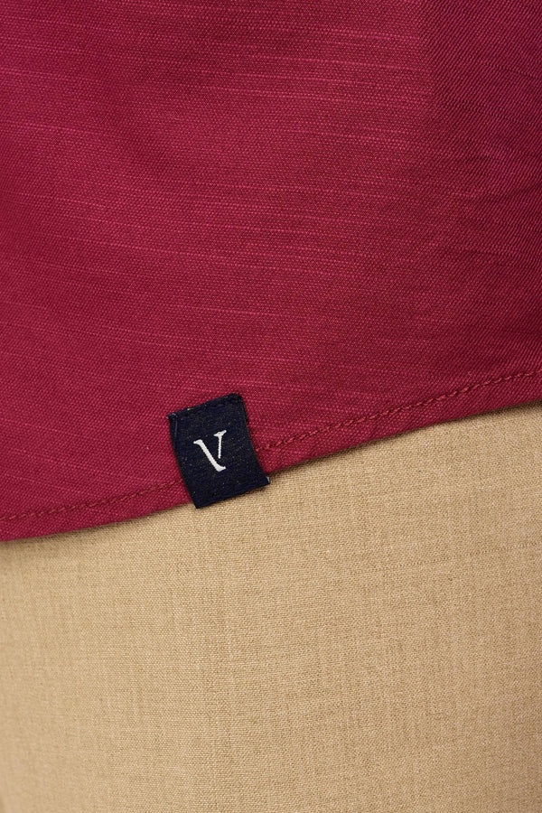 Men’s Premium Solid Cotton Shirt – Tailored Comfort Fit - Deep Wine Red (image 4)