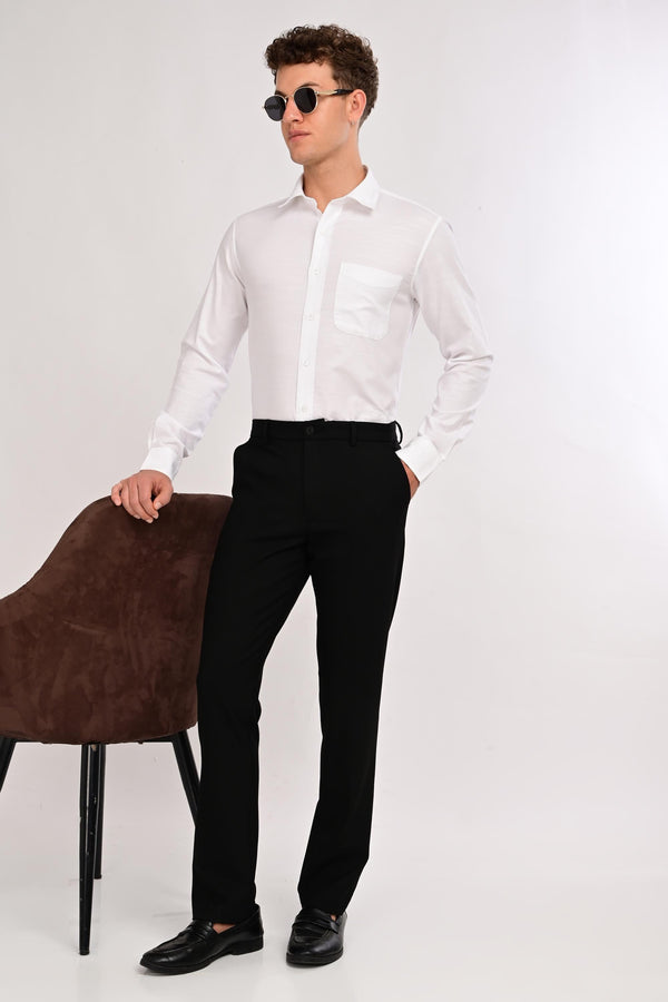 Men’s Premium Solid Cotton Shirt – Tailored Comfort Fit - Pure Ivory White (image 6)