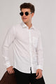 Men’s Premium Solid Cotton Shirt – Tailored Comfort Fit Pure Ivory White
