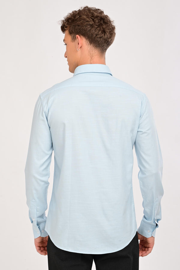 Men’s Premium Solid Cotton Shirt – Tailored Comfort Fit - Arctic Blue (image 4)