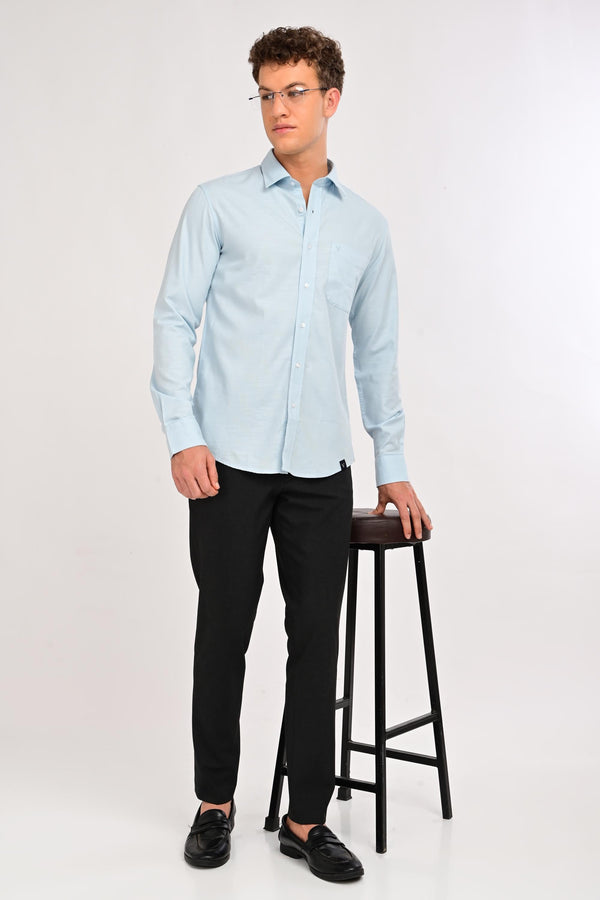 Men’s Premium Solid Cotton Shirt – Tailored Comfort Fit - Arctic Blue (image 5)