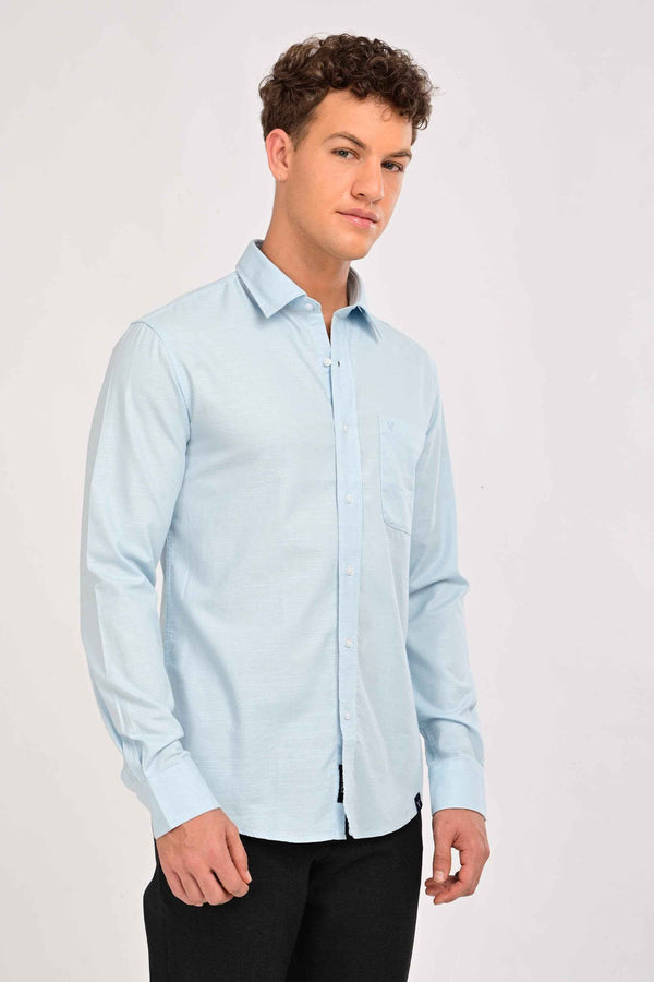 Men’s Premium Solid Cotton Shirt – Tailored Comfort Fit - Arctic Blue (image 2)