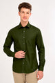 Men’s Premium Solid Cotton Shirt – Tailored Comfort Fit Forest Olive Green