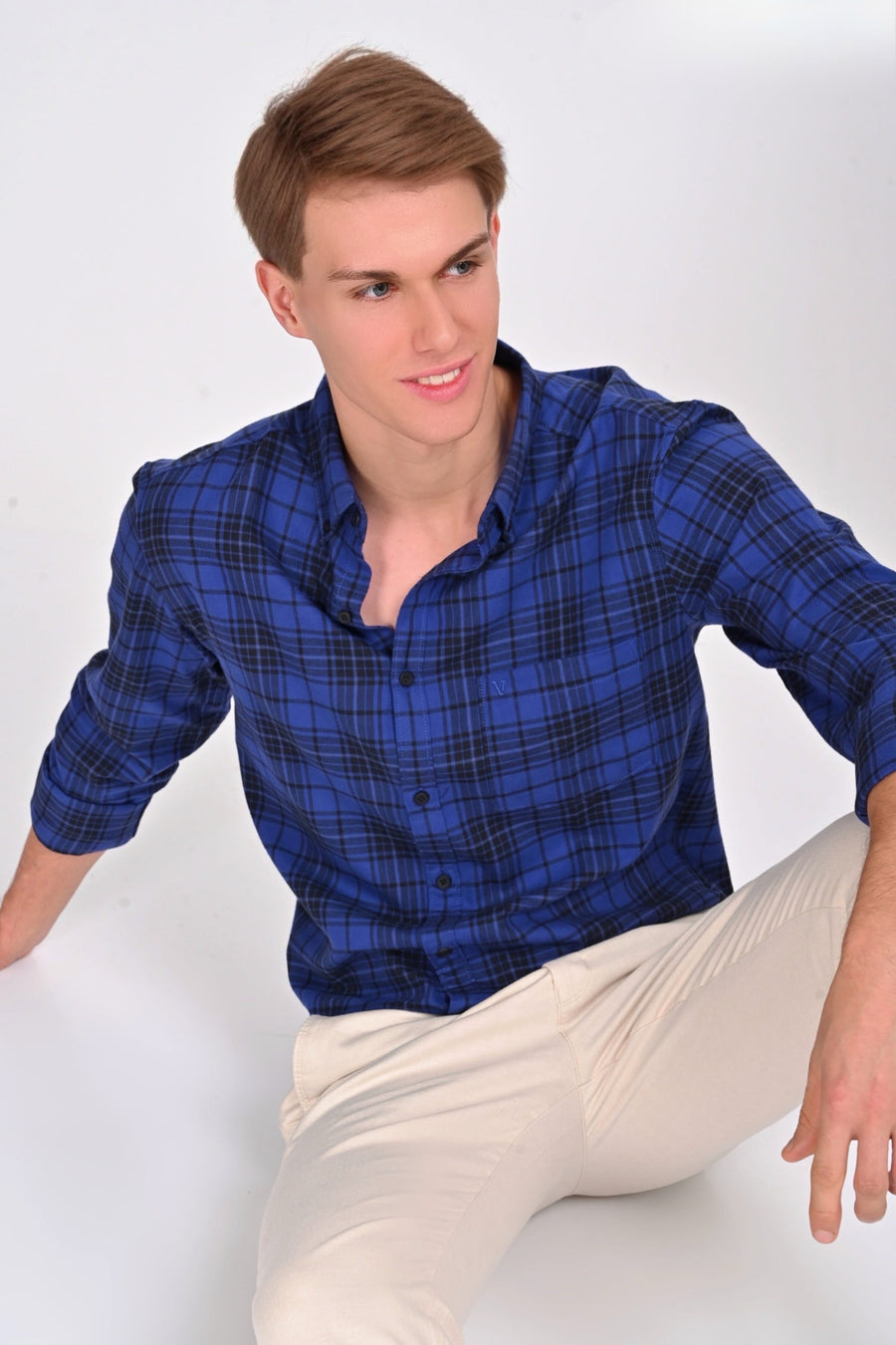 Evelyn Blue & Black Checked Shirt - IVYN