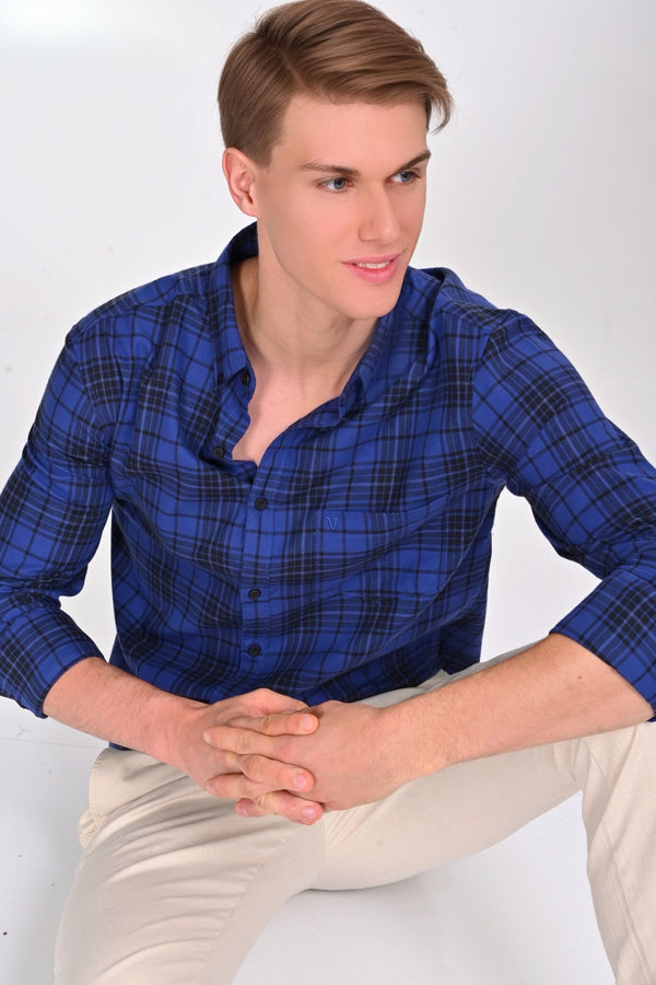 Evelyn Blue & Black Checked Shirt (image 4)