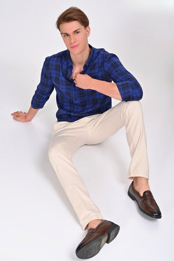 Evelyn Blue & Black Checked Shirt (image 6)
