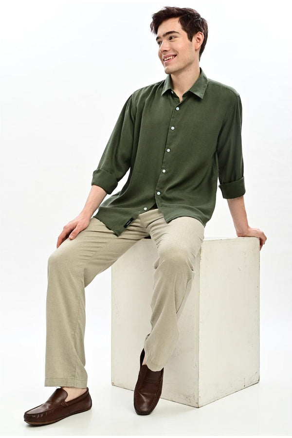 Fern Green Relaxed-Fit Shirt for Men - IVYN
