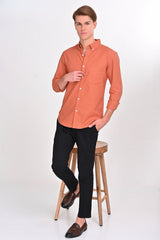 Finn Rust Orange Solid Martin Shirt - IVYN