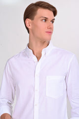 Foster White Solid Martin Shirt - IVYN