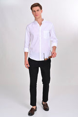 Foster White Solid Martin Shirt - IVYN