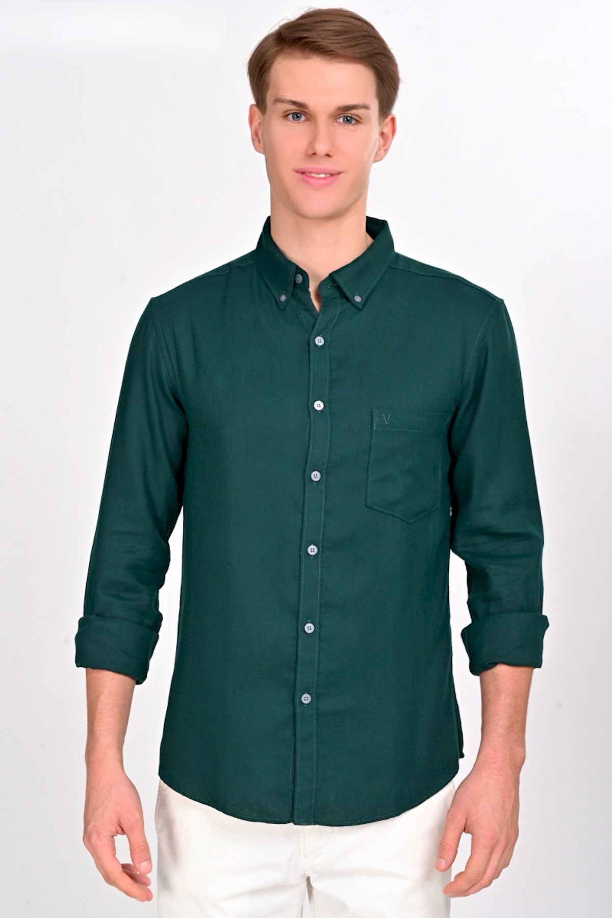 Gerrie Teal Green Solid Martin Shirt
