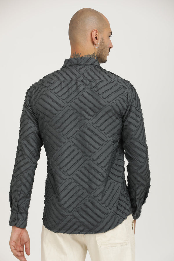 Charcoal 4-Way Stretch Inverted Jakarta Casual Shirt — alternate view