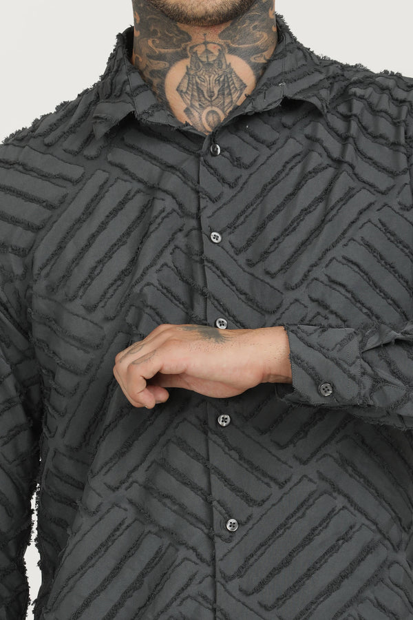 Charcoal 4-Way Stretch Inverted Jakarta Casual Shirt (image 4)