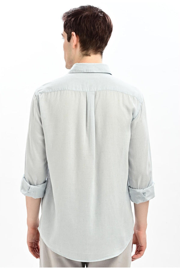 Ice Blue Textured Relaxed-Fit Shirt for Men - IVYN