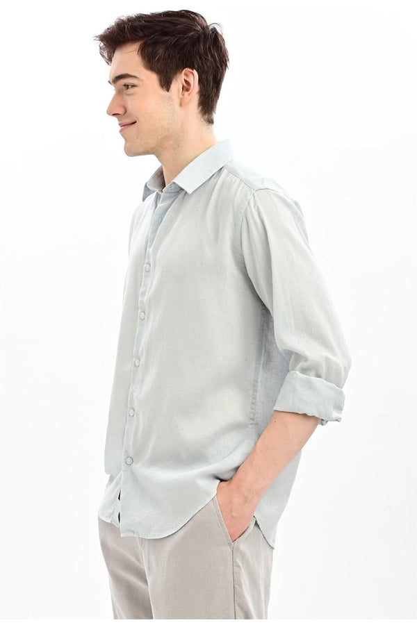 Ice Blue Textured Relaxed-Fit Shirt for Men - IVYN