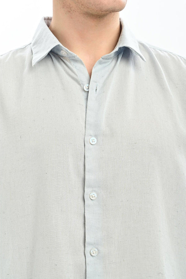 Ice Blue Textured Relaxed-Fit Shirt for Men - IVYN