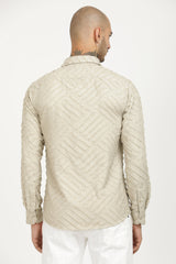 Ivory Classic Slim Fit Self Design Textured Casual Shirt - IVYN