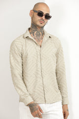 Ivory Classic Slim Fit Self Design Textured Casual Shirt - IVYN