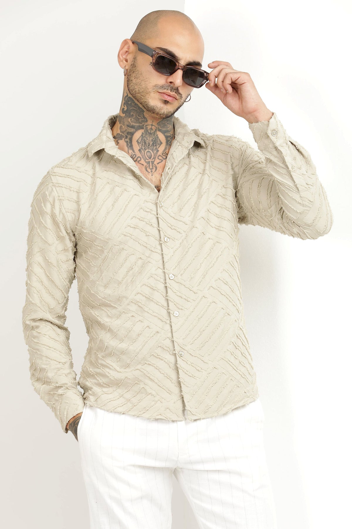 Ivory  4-Way Stretch Inverted Jakarta Casual Shirt