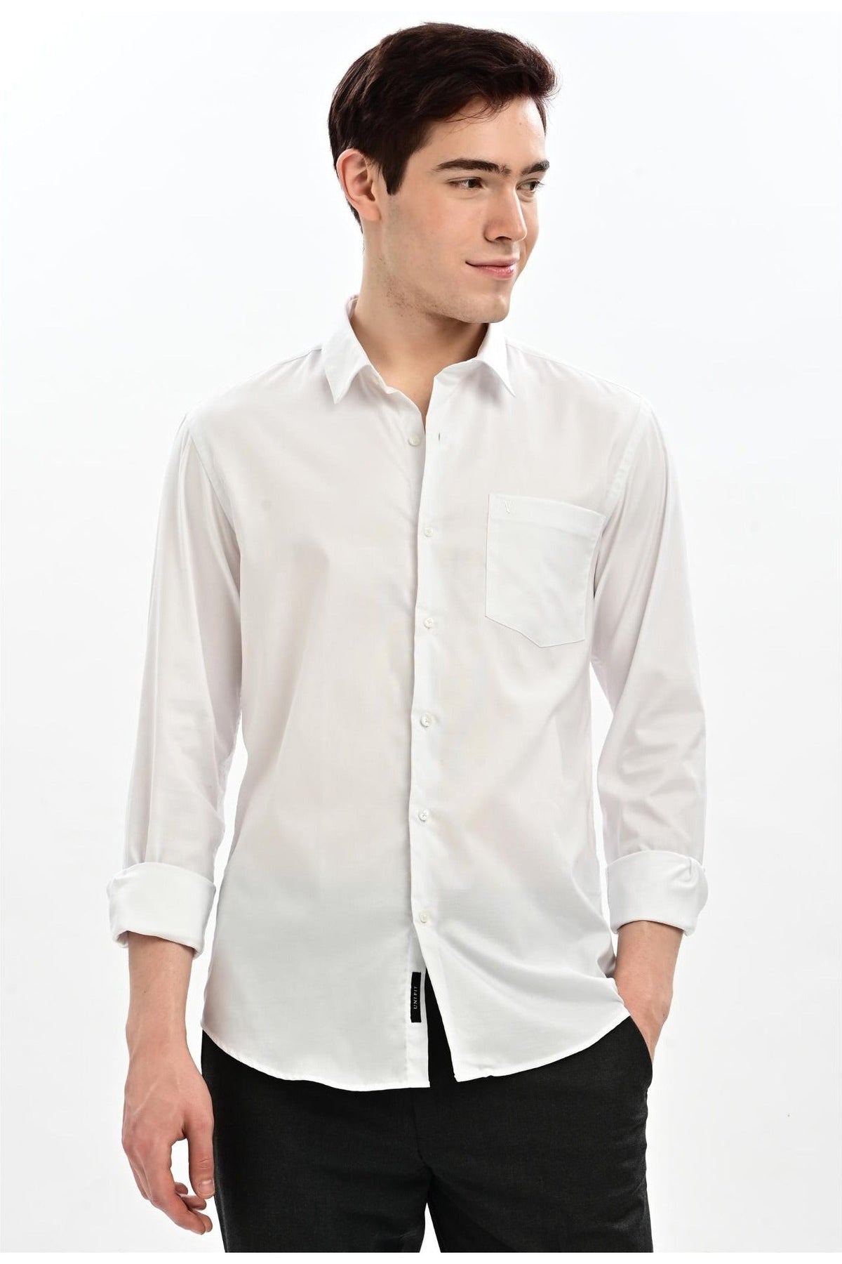 Ivory White Satin Slim Fit Formal Shirt