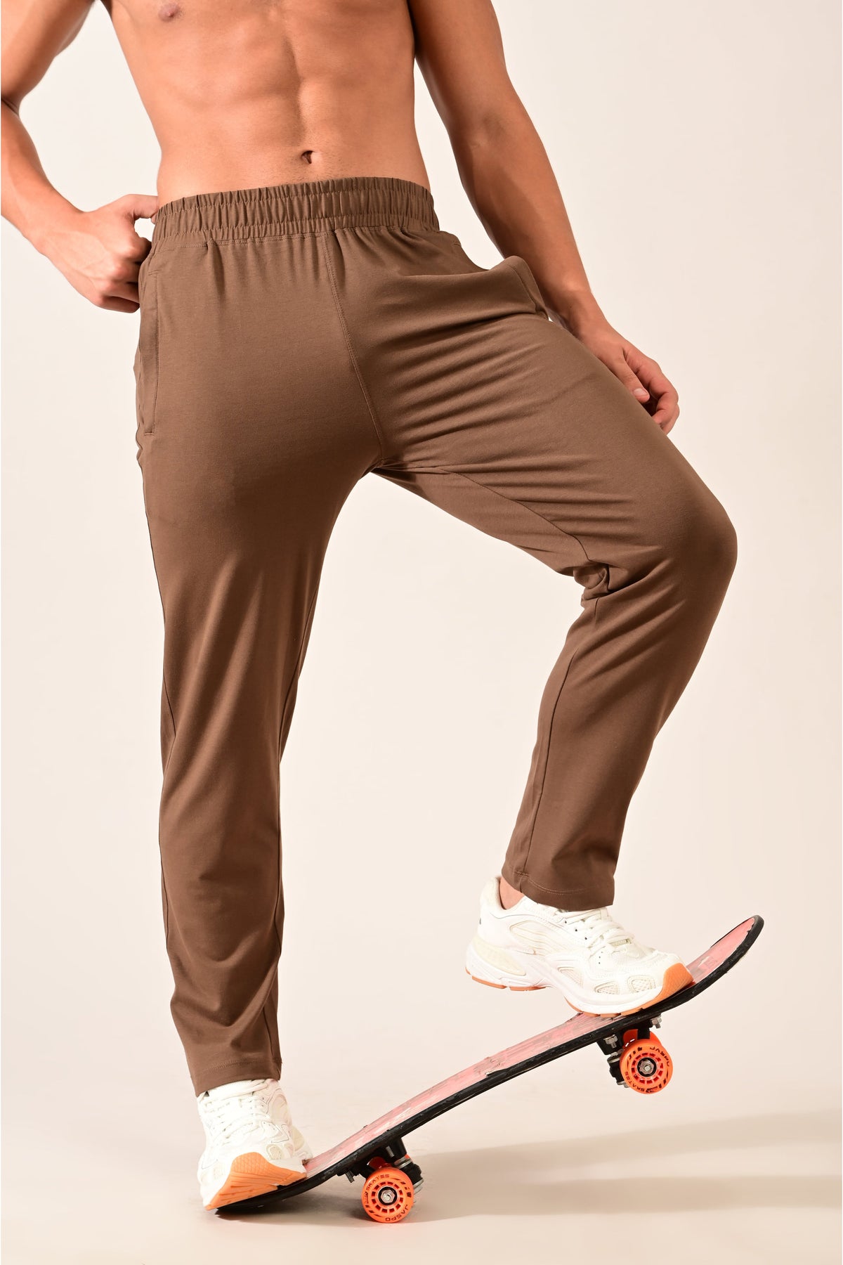 IVYN 4-Way Stretch Cotton Track Pants in Mocha Brown