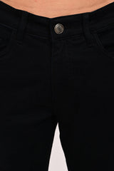 Waistband and signature IVYN metal button on Jet Black jeans