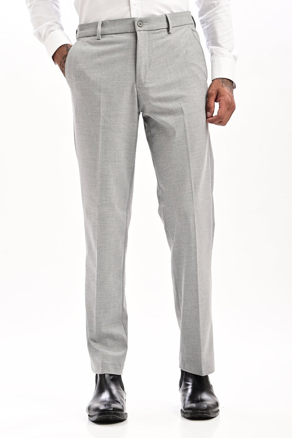 Mercer Tailored Formal Trousers — Light Grey Mélange