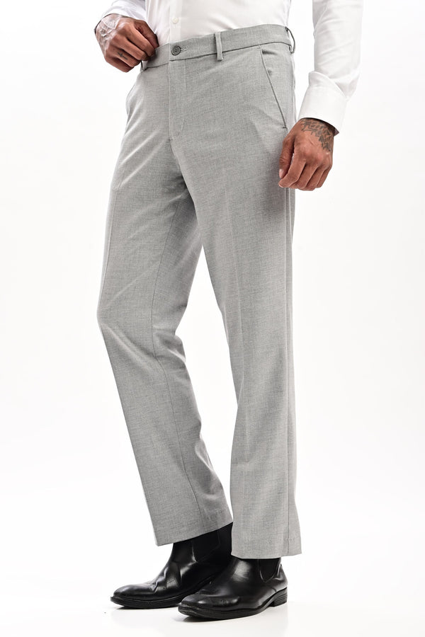 Mercer Tailored Formal Trousers — Light Grey Mélange