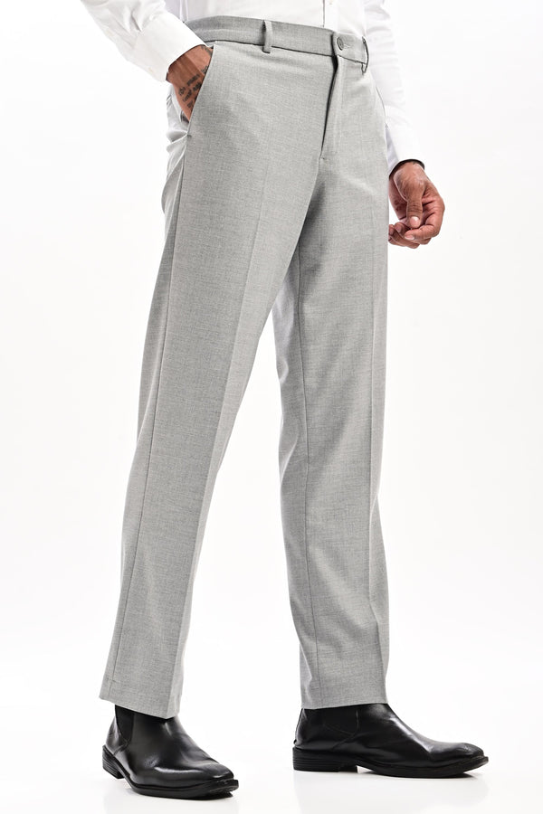 Mercer Tailored Formal Trousers — Light Grey Mélange