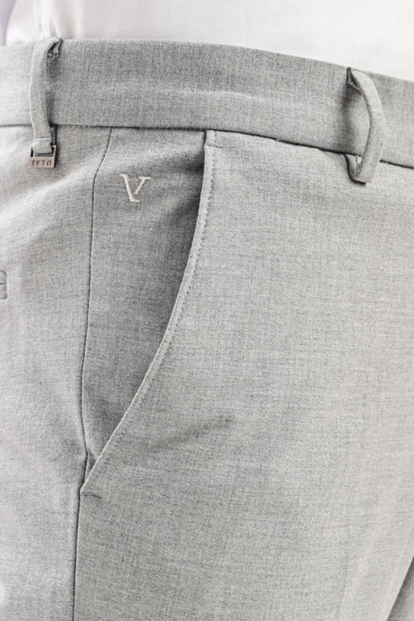 Mercer Tailored Formal Trousers — Light Grey Mélange
