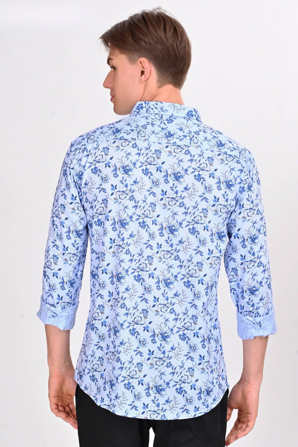 White & Blue Floral Printed Shirt (image 3)