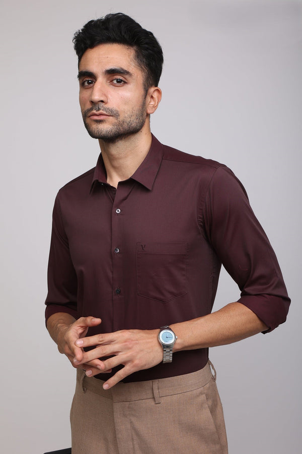 Premium Maroon Solid Shirt (image 5)