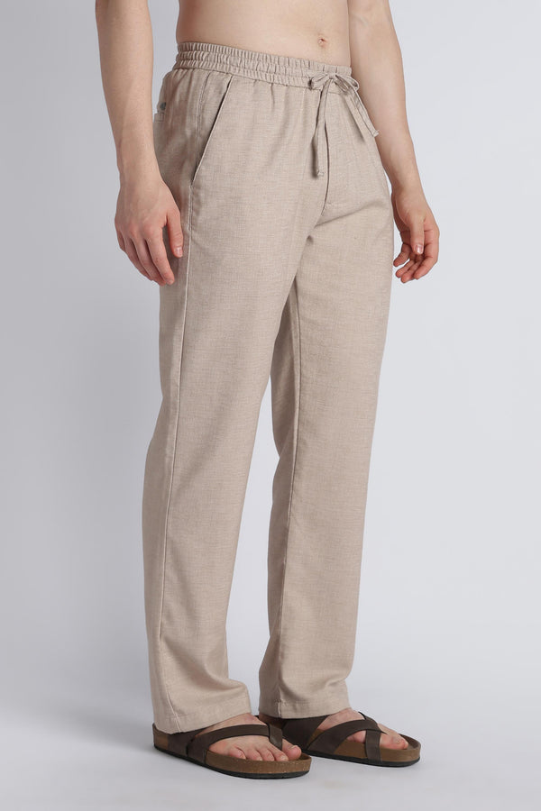 Riviera Linen-Blend Drawstring Trousers — Mushroom Taupe (image 2)