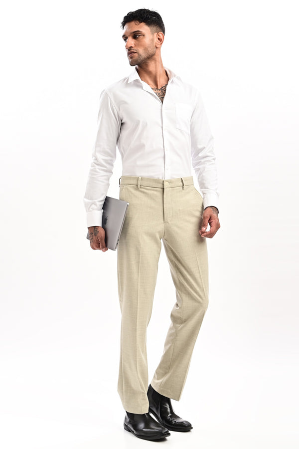 Alder Mélange Formal Trousers — Stone Beige
