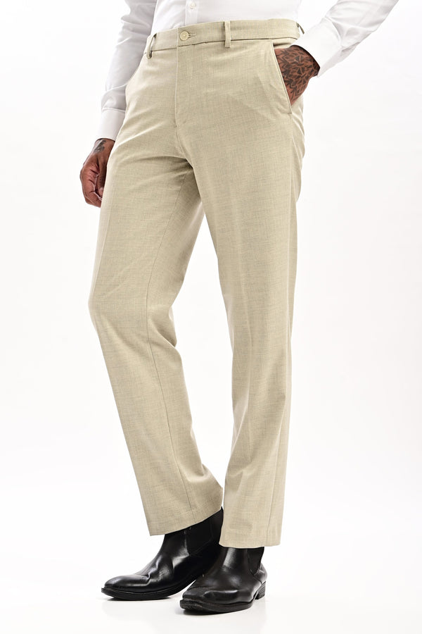 Alder Mélange Formal Trousers — Stone Beige