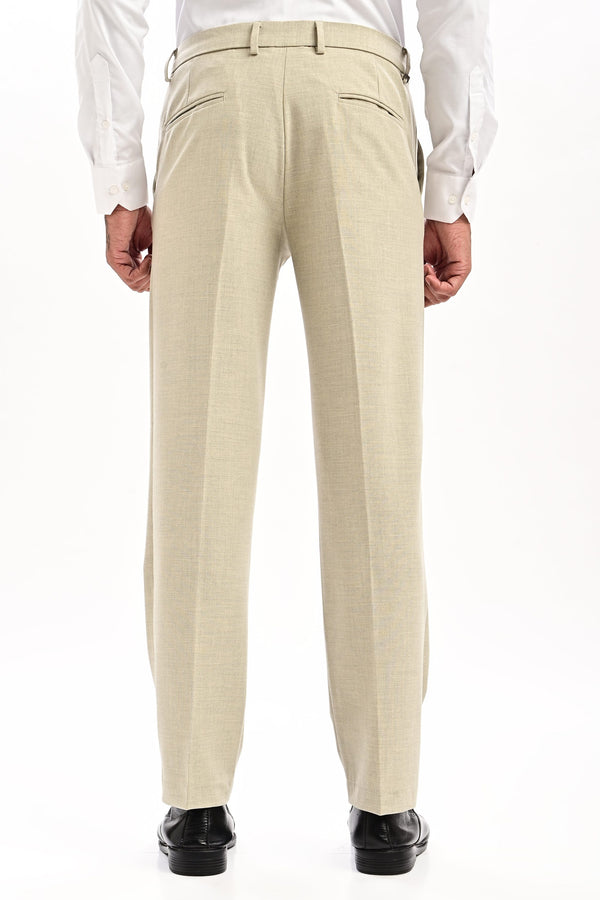 Alder Mélange Formal Trousers — Stone Beige