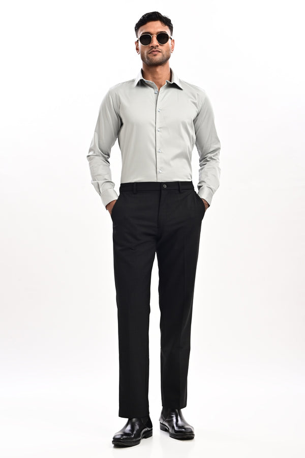 Sterling Micro-Check Formal Trousers — Graphite Black