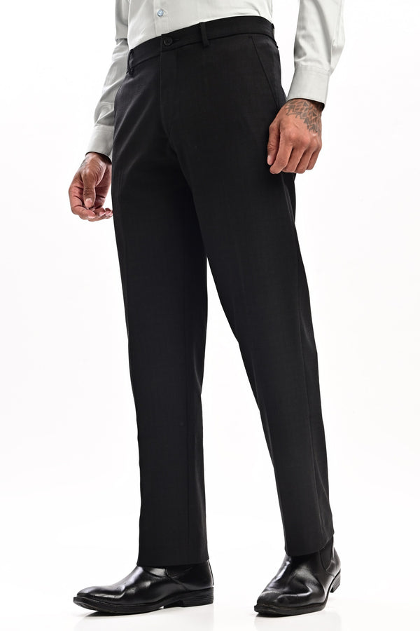 Sterling Micro-Check Formal Trousers — Graphite Black