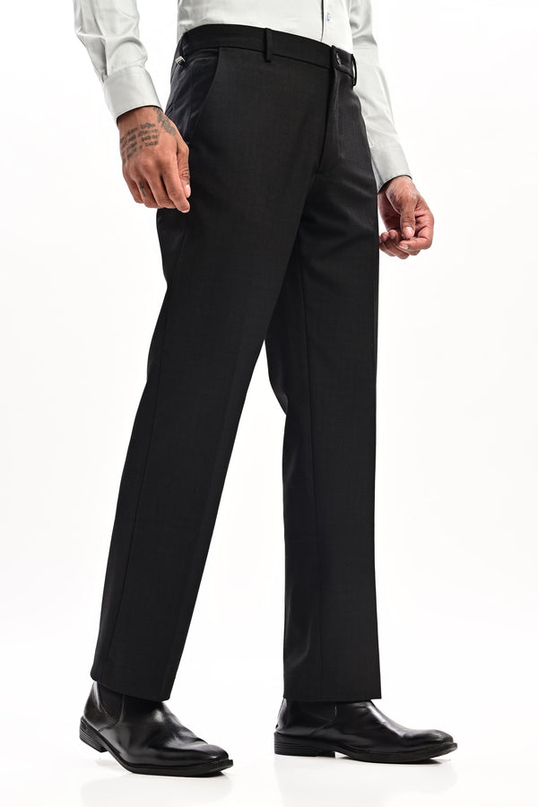 Sterling Micro-Check Formal Trousers — Graphite Black