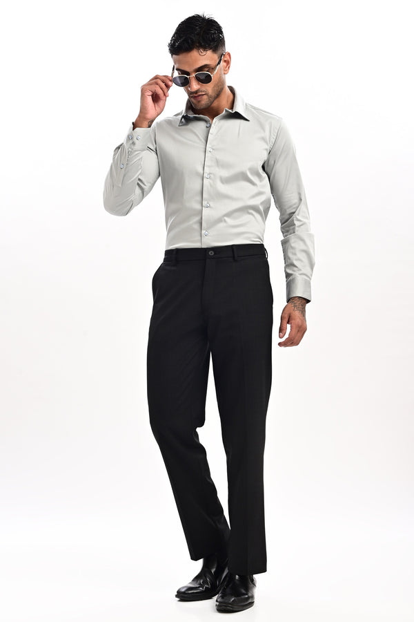 Sterling Micro-Check Formal Trousers — Graphite Black
