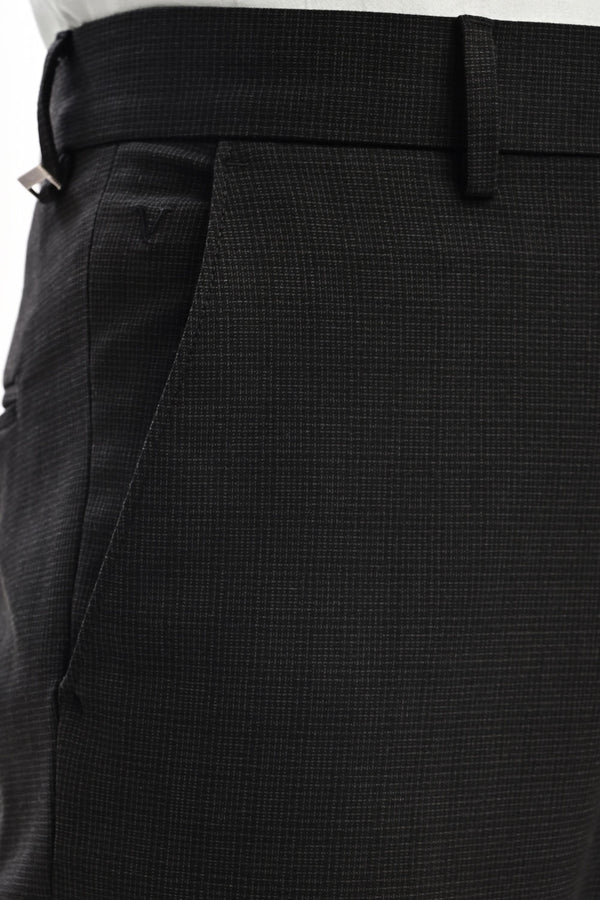 Sterling Micro-Check Formal Trousers — Graphite Black