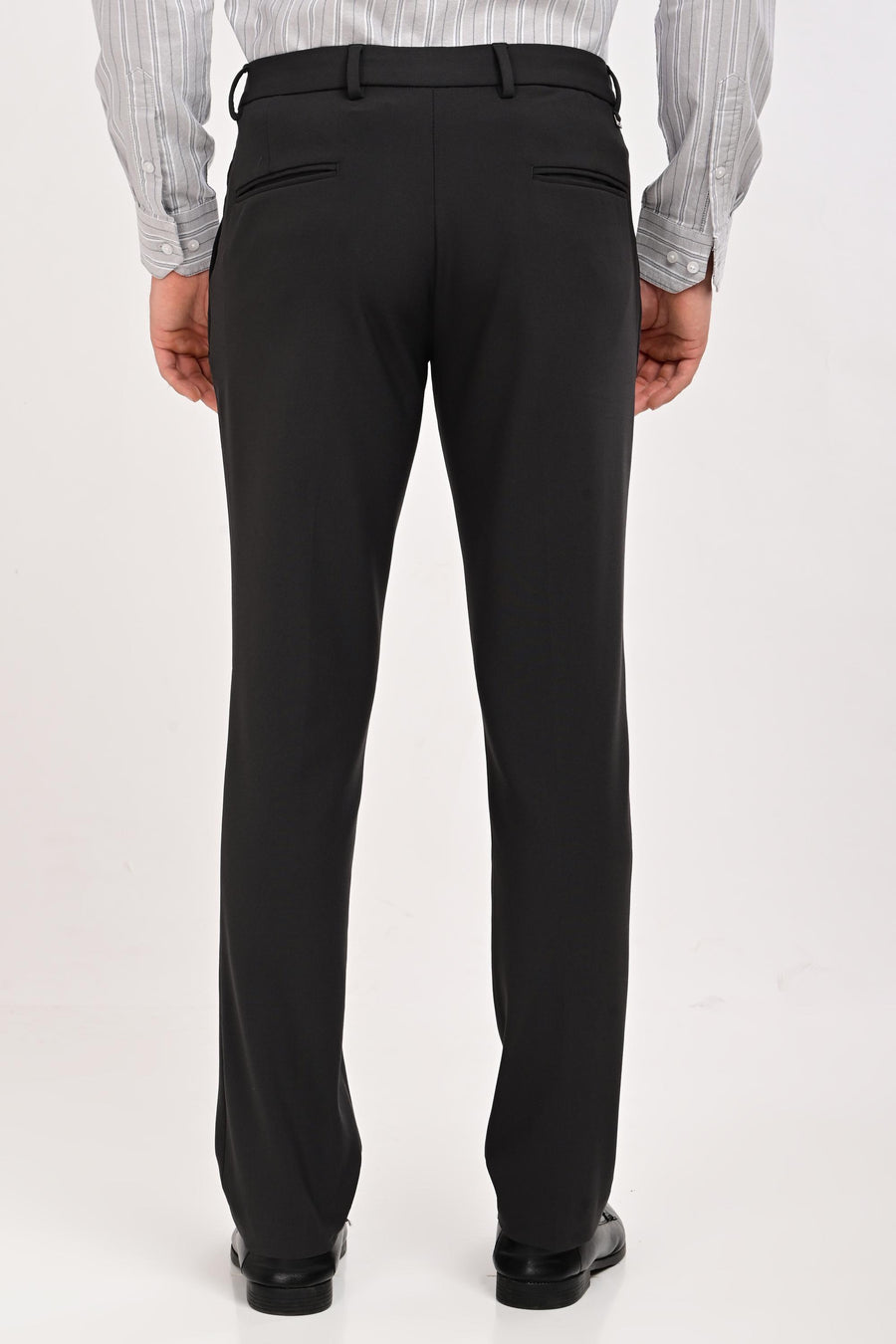 Back view of IVYN Regent Charcoal slim-fit formal trousers
