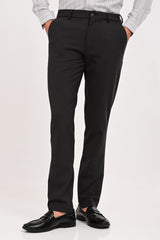 Front view of IVYN Regent Charcoal slim-fit formal trousers